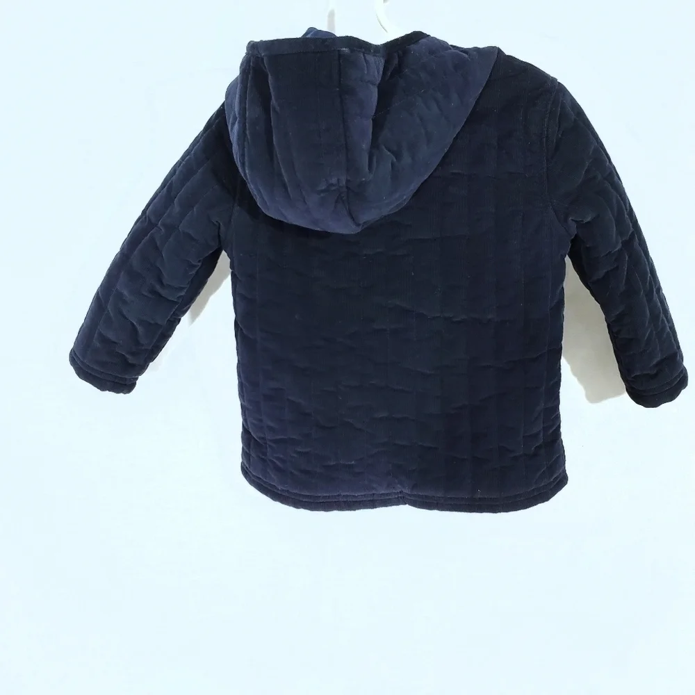 Osh Kosh Navy Blue Quilted Hooded Unisex Coat EUC 2T